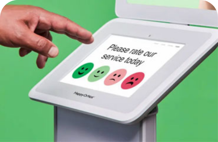Smiley Touch free-standing, wall-mounted or counter-top display